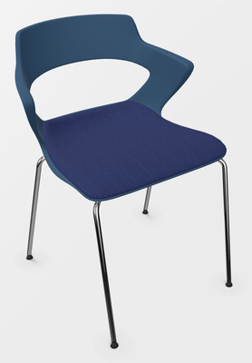 VISITEURS ET FONCTIONNELS - 4 Pieds - SWEETY Chaise 4 pieds tube, piétement chrome, coque polypropylène coloris bleu, placet assise tissu BONDAI coloris bleu BNC