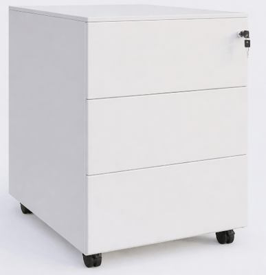 [Pas de famille] - [Pas de sous famille] - Caisson métal sur roulettes 3 tiroirs H57xL42xP54cm/ blanc