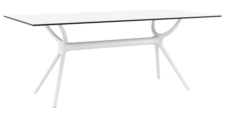 POLYPROPYLENE - TABLES  - IBIZA-Table plateau stratifiè compact ép.12mm, piètement en polypropylène renforcè en fibre de verre ,180x90cm-Finition:plateau Blanc/piètement Blanc(BLBL)