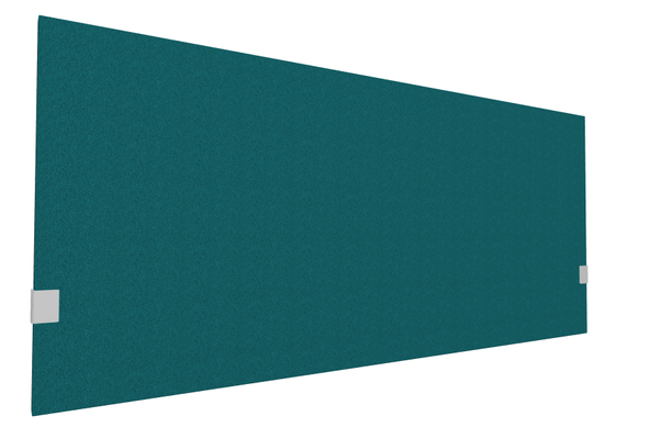 PANNEAUX ECRANS POUR BUREAU DROIT SOLO - Pour bureaux largeur 160 cm - SECRET Panneau-écran acoustique H74cm pour poste solo L.160cm. 2 faces tissu LUCIA coloris turquoise. pinces de fixation réglables en hauteur coloris aluminium
