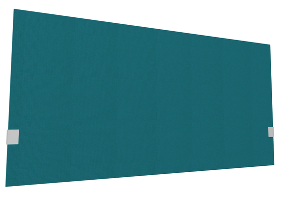 PANNEAUX ECRANS POUR BUREAU DROIT SOLO - Pour bureaux largeur 140 cm - SECRET Panneau-écran acoustique H74cm pour poste solo L.140cm. 2 faces tissu STEP coloris bleu turquoise. pinces de fixation réglables en hauteur coloris aluminium