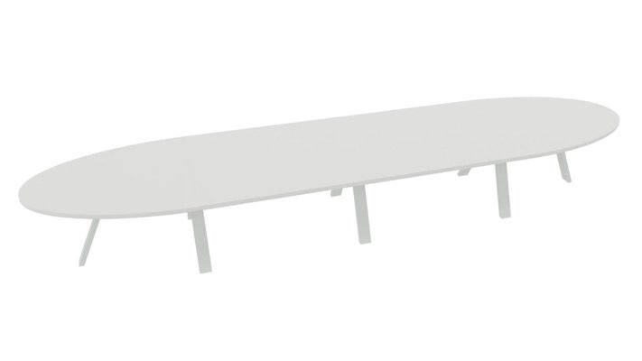 [Pas de famille] - [Pas de sous famille] - TABLE OBLONGUE 4 PLATEAUX 540X120CM SUR STRUCTURE X3 MEETING. Plateau Blanc et piètement Blanc.
