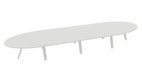TABLE OBLONGUE 4 PLATEAUX 540X120CM SUR STRUCTURE X3 MEETING. Plateau Blanc et piètement Blanc.