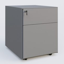 CAISSONS  - Mobiles - Caisson sur roulette 2 tiroirs Aluminium RAL 9006