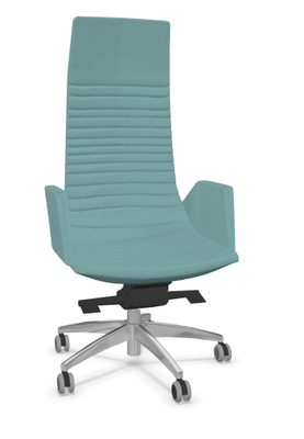 DIRECTION - Fauteuils - KI fauteuil manager haut dossier avec accotoirs tapissés. piétement 5 branches en aluminium poli. revêtement tissu SYNERGY coloris menthe