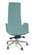KI fauteuil manager haut dossier avec accotoirs tapissés. piétement 5 branches en aluminium poli. revêtement tissu SYNERGY coloris menthe