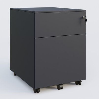 [Pas de famille] - [Pas de sous famille] - Caisson métal sur roulettes 2 tiroirs H57xL42xP54cm/ anthracite