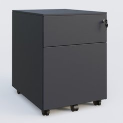 [Pas de famille] - [Pas de sous famille] - Caisson métal sur roulettes 2 tiroirs H57xL42xP54cm/ anthracite