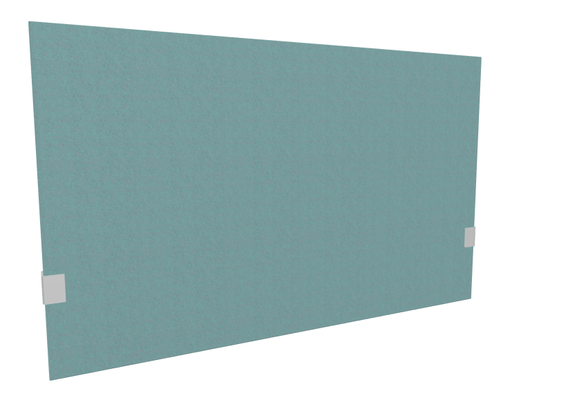 PANNEAUX ECRANS POUR BUREAU DROIT SOLO - Pour bureaux largeur 120 cm - SECRET Panneau-écran acoustique H74cm pour poste solo L.120cm. 2 faces tissu SYNERGY coloris menthe. pinces de fixation réglables en hauteur coloris aluminium
