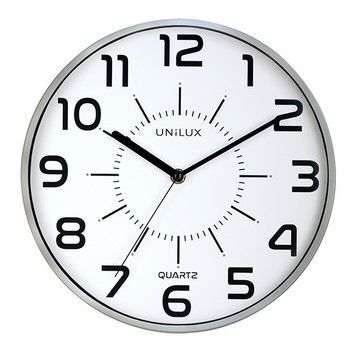 HORLOGES - Silencieuse - TICTAC Pendule diamètre 28cm, silencieuse, lisible à 30m, fond blanc, cadre alu