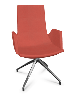 DIRECTION - Visiteurs - KI fauteuil de conférence haut dossier. piétement 4 branches en aluminium poli