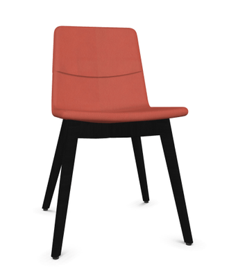 VISITEURS ET FONCTIONNELS - 4 Pieds - MELODY chaise 4 pieds bois. face intérieure vinyle RNN coloris rouge face extérieure vinyle RNN coloris rouge piétement noir