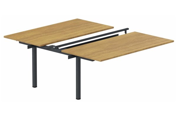 Postes Bench (poste doubles) - SERIE K3 - K3 - Bench suivant 2 Plateaux coulissants 160x80 (encombrement P165xL160cm) -Finitions : PLATEAUX: NOYER (NO) / PIETEMENTS: NOIR GRAINE MAT (NG)
