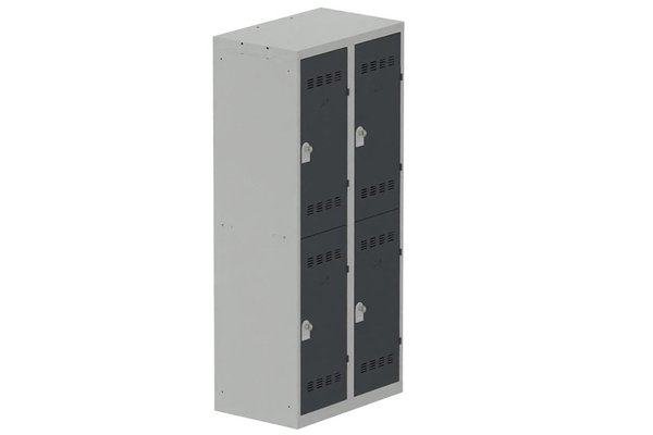 VESTIAIRES MULTICASES - 2 Colonnes - Vestiaire multicases, 2 colonnes L.80cm/4 cases, coffre gris clair/portes anthracite