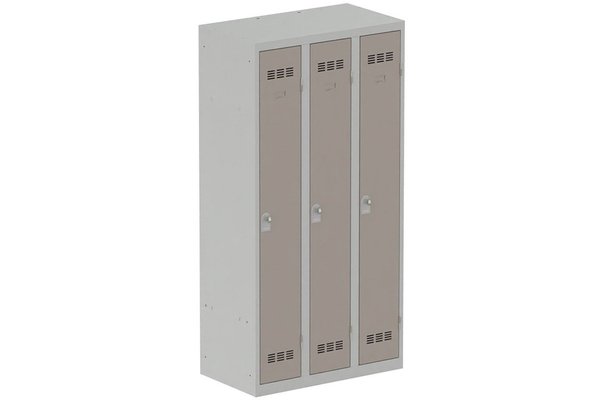 [Pas de famille] - [Pas de sous famille] - Vestiaire industrie propre 3 portes (fermeture cadenas) H180xL90xP50cm coffre gris clair/ porte(s) basalte