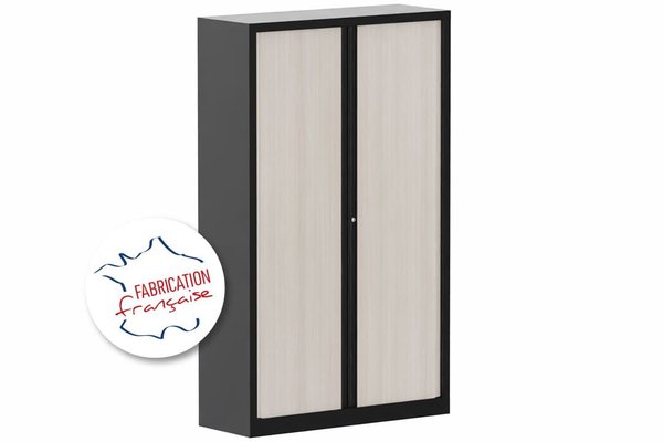 ARMOIRES A RIDEAUX - Largeur 120 cm - Armoire à rideaux H198xL120cm coffre noir / rideaux acacia