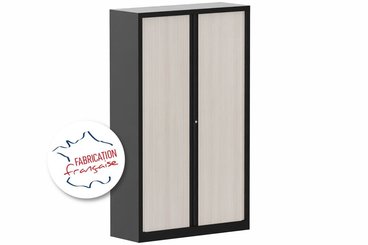 ARMOIRES A RIDEAUX - Largeur 120 cm - Armoire à rideaux H198xL120cm coffre noir / rideaux acacia