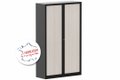 Armoire à rideaux H198xL120cm coffre noir / rideaux acacia