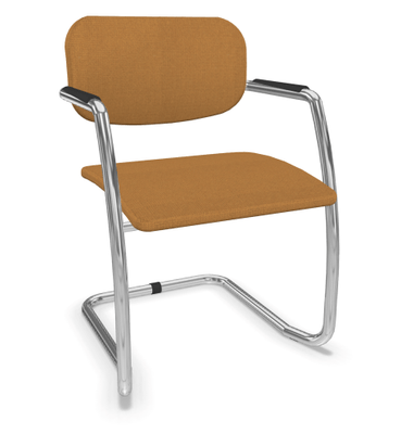 VISITEURS ET FONCTIONNELS - Luge - DIVA fauteuil dos tissu. piétement luge chromé. assise et dossier tissu STEP coloris jaune