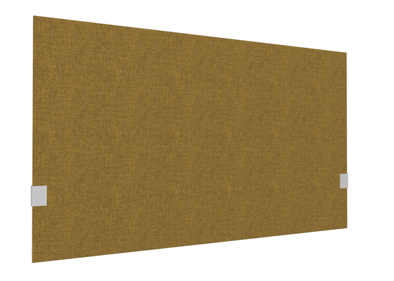 PANNEAUX ECRANS POUR BUREAU DROIT SOLO - Pour bureaux largeur 120 cm - SECRET Panneau-écran acoustique H74cm pour poste solo L.120cm. 2 faces tissu STEP coloris jaune chiné. pinces de fixation réglables en hauteur coloris aluminium