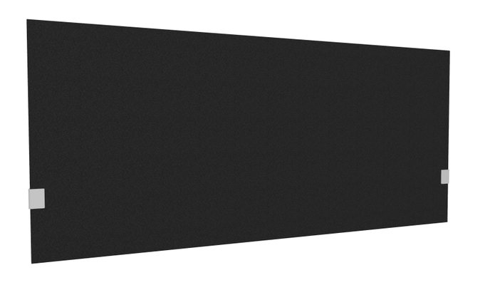 PANNEAUX ECRANS POUR BUREAU DROIT SOLO - Pour bureaux largeur 160 cm - SECRET Panneau-écran acoustique H74cm pour poste solo L.160cm. 2 faces tissu LUCIA coloris noir. pinces de fixation réglables en hauteur coloris aluminium