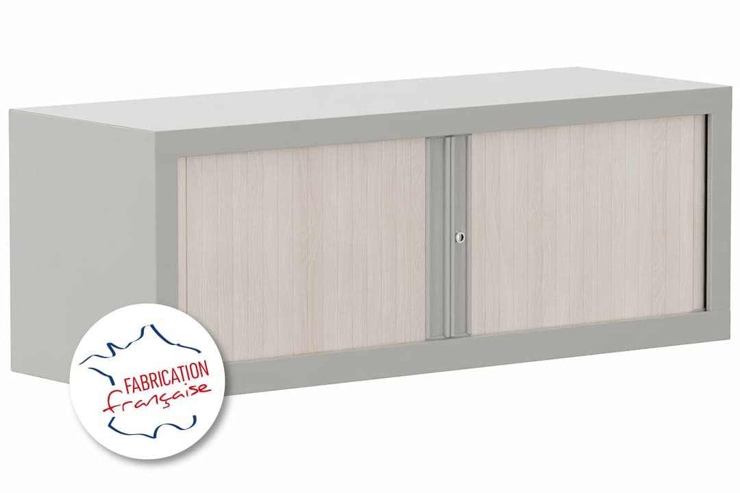 Armoire rehausse H44xL120cm coffre aluminium/rideaux acacia
