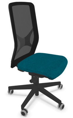 OPERATIVE - Dossier résille - Siège EOLE synchrone soutien lombaire RH-Assise réglable en profondeur-Pied Noir, cadre polypro du dossier et résille Noir assise coloris L02 turquoise chiné 