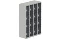 Vestiaire multicases 4 colonnes, L.120cm/16 cases, coffre gris clair/portes anthracite