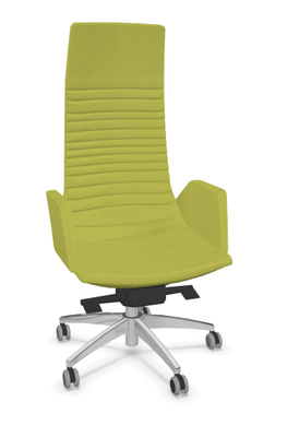 DIRECTION - Fauteuils - KI fauteuil manager haut dossier avec accotoirs tapissés. piétement 5 branches en aluminium poli. revêtement tissu SYNERGY coloris vert clair