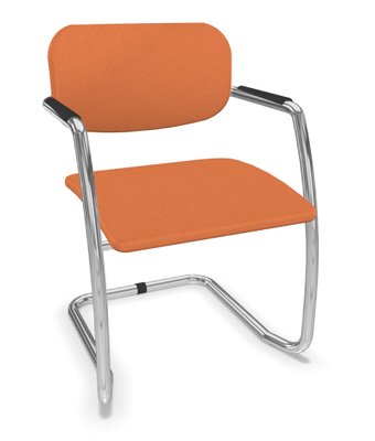 VISITEURS ET FONCTIONNELS - Luge - DIVA fauteuil dos tissu. piétement luge chromé. assise et dossier tissu BONDAI coloris orange