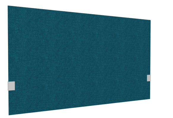 PANNEAUX ECRANS POUR BUREAU DROIT SOLO - Pour bureaux largeur 120 cm - SECRET Panneau-écran acoustique H74cm pour poste solo L.120cm. 2 faces tissu STEP coloris Turquoise chiné. pinces de fixation réglables en hauteur coloris aluminium