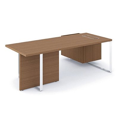 Gamme P1 - Tables de bureau - P1 Ensemble de bureau 204x150cm. meuble retour à gauche. top access. avec voile de fond