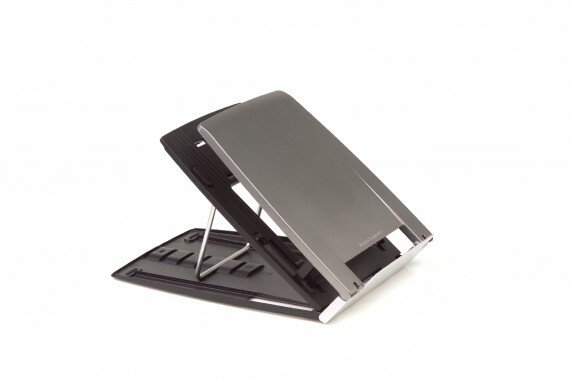 ERGONOMIE - Supports Pc Portable/Porte Documents - Support PC portable avec porte-documents intégré, réglable en ht, format A4 plié, noir