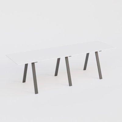 [Pas de famille] - [Pas de sous famille] - Table Keops Métal 400x120 cm de profondeur et hauteur 109 cm . Plateau épaisseur 25mm.