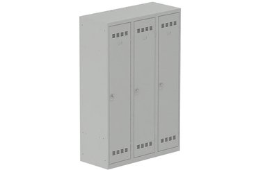 [Pas de famille] - [Pas de sous famille] - Vestiaire industrie salissante 3 portes (fermeture cadenas) H180xL120xP50cm coffre gris clair/ porte(s) gris clair