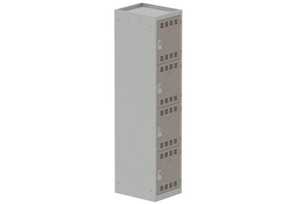 [Pas de famille] - [Pas de sous famille] - Vestiaire multicases 1 colonne L,40cm 4 cases (fermeture cadenas) H,180xL,40xP,50cm coffre gris clair/portes basalte