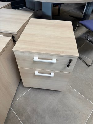 DESTOCKAGE - Rangements - Caisson mobile mélaminé 2 tiroirs dont 1 pour dossiers suspendus finition acacia