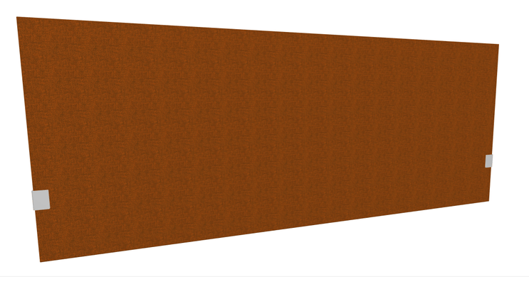 PANNEAUX ECRANS POUR BUREAU DROIT SOLO - Pour bureaux largeur 180 cm - SECRET Panneau-écran acoustique H74cm pour poste solo L.180cm. 2 faces tissu STEP coloris orange chiné. pinces de fixation réglables en hauteur coloris aluminium