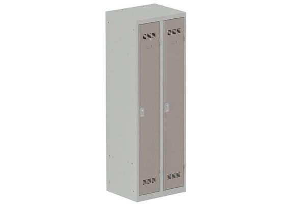 [Pas de famille] - [Pas de sous famille] - Vestiaire industrie propre 2 portes (serrure 2 clés) H180xL60xP50cm coffre gris clair/ porte(s) basalte