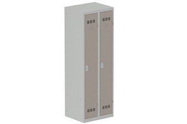 [Pas de famille] - [Pas de sous famille] - Vestiaire industrie propre 2 portes (serrure 2 clés) H180xL60xP50cm coffre gris clair/ porte(s) basalte