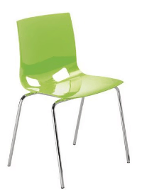 POLYPROPYLENE - CHAISES  - GLOSSY chaise 4 pieds polypropylène coloris coloris vert brillant, structure chromée