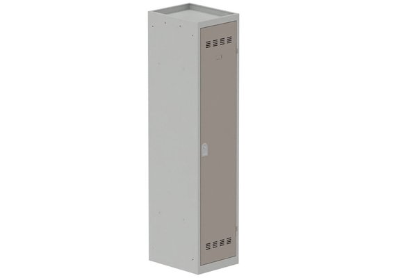 [Pas de famille] - [Pas de sous famille] - Vestiaire industrie salissante 1 porte (serrure 2 clés) H180xL40xP50cm coffre gris clair/ porte(s) basalte