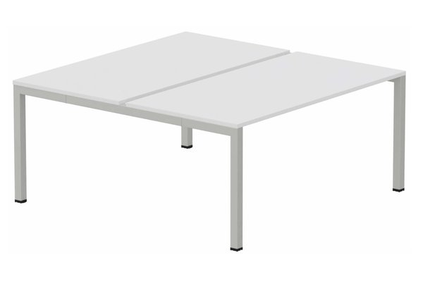 Postes Bench (poste doubles) - SERIE K3 - K3 Bench départ 2 plateaux fixes 160x70cm encombrement 160x145cm, plateau blanc, structure aluminium