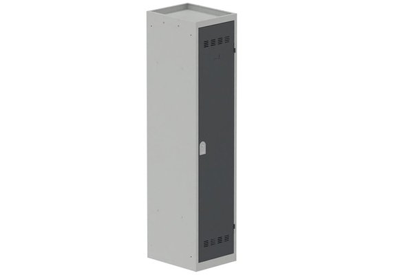 VESTIAIRES MONOBLOC CONFORT - Industrie salissante ( 2 compartiments ) - Vestiaire industrie salissante 1 porte (serrure 2 clés) H180xL40xP50cm coffre gris clair/ porte(s) anthracite