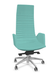 KI fauteuil manager haut dossier avec accotoirs tapissés. piétement 5 branches en aluminium poli. revêtement tissu SYNERGY coloris menthe givrée
