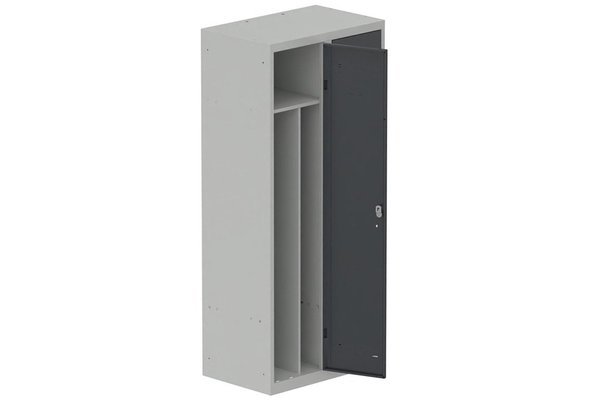 VESTIAIRES MONOBLOC CONFORT - Industrie salissante ( 2 compartiments ) - Vestiaire industrie salissante 2 portes (serrure 2 clés) H180xL80xP50cm coffre gris clair/ porte(s) anthracite