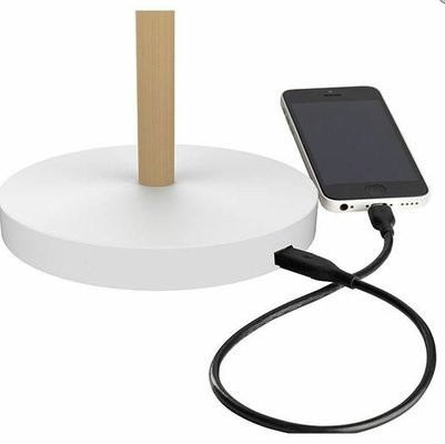 LUMINAIRES - Lampes - WOODY1 Lampe de bureau LED avec interrupteur sur socle 3 niveaux d'intensité lumineuse, port USB 5V, blanc/hêtre