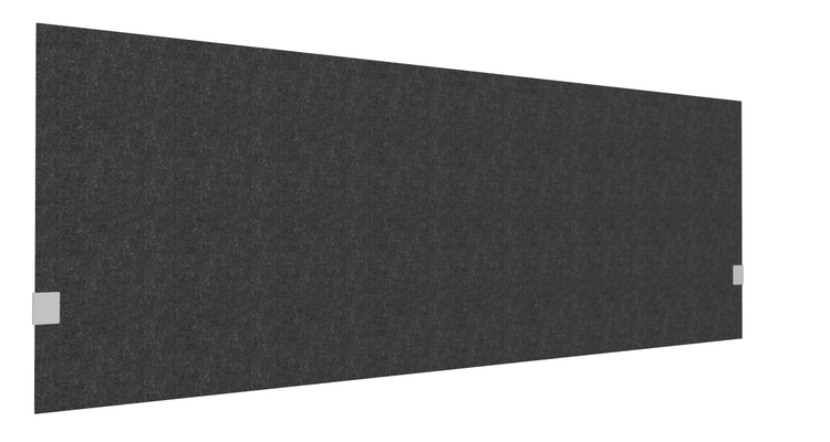 PANNEAUX ECRANS POUR BUREAU DROIT SOLO - Pour bureaux largeur 180 cm - SECRET Panneau-écran acoustique H74cm pour poste solo L.180cm. 2 faces tissu SYNERGY coloris noir. pinces de fixation réglables en hauteur coloris aluminium