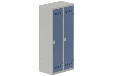 [Pas de famille] - [Pas de sous famille] - Vestiaire industrie salissante 2 portes (serrure 2 clés) H180xL80xP50cm coffre gris clair/ porte(s) bleu