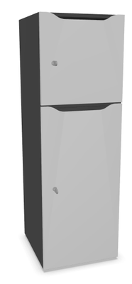 CASIERS - 2 cases - Meuble à cases H.137xL.45xP.50cm - 2 cases : 1 x H86cm (en bas) + 1 x H43cm. portes avec découpe en partie haute. serrure à clé